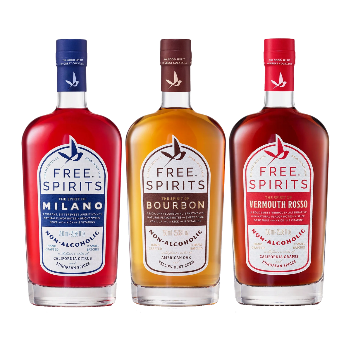 Avenue Road zero-proof bourbon and bitter aperitif cocktail bottles