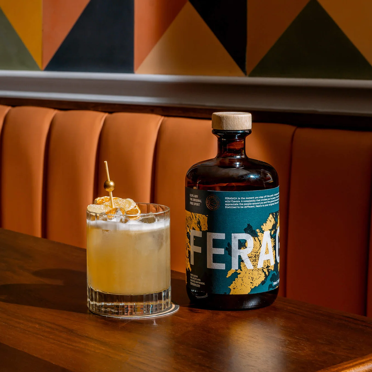 Feragaia botanical non-alcoholic spirit on a dinner table setting