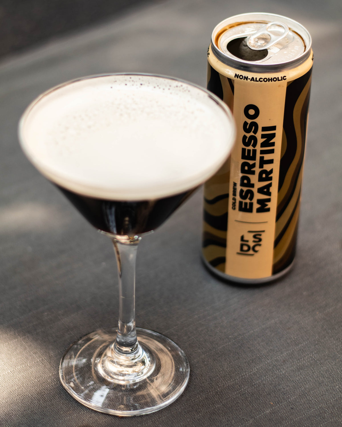 Local Spirits Distilling Co cold brew espresso martini non-alcoholic cocktail served in a coupe