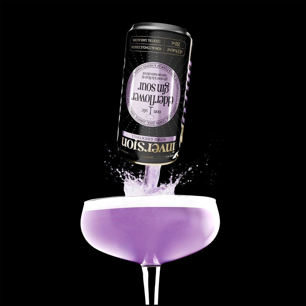 Gradient Inversion nitro non-alcoholic cocktail being poured into a cocktail glass