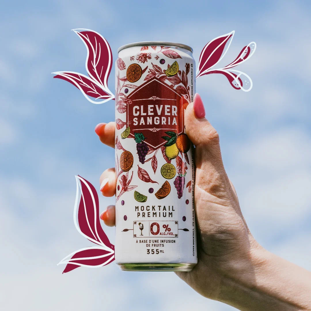 Clever Mocktails alcohol-free ready-to-drink sangria with fresh citrus garnish