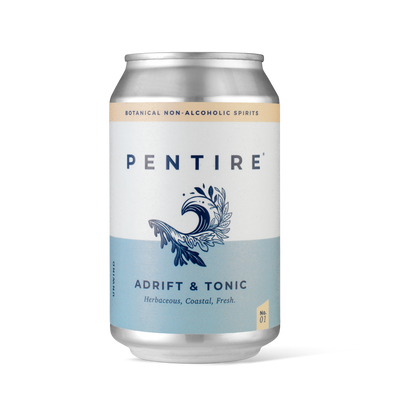 Pentire Adrift & Tonic Ready to Drink Can - botanical non-alcoholic spirits - herbaceous, coastal, fresh