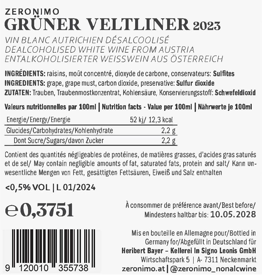 Zeronimo - Grüner Veltliner - 1/2 bottle