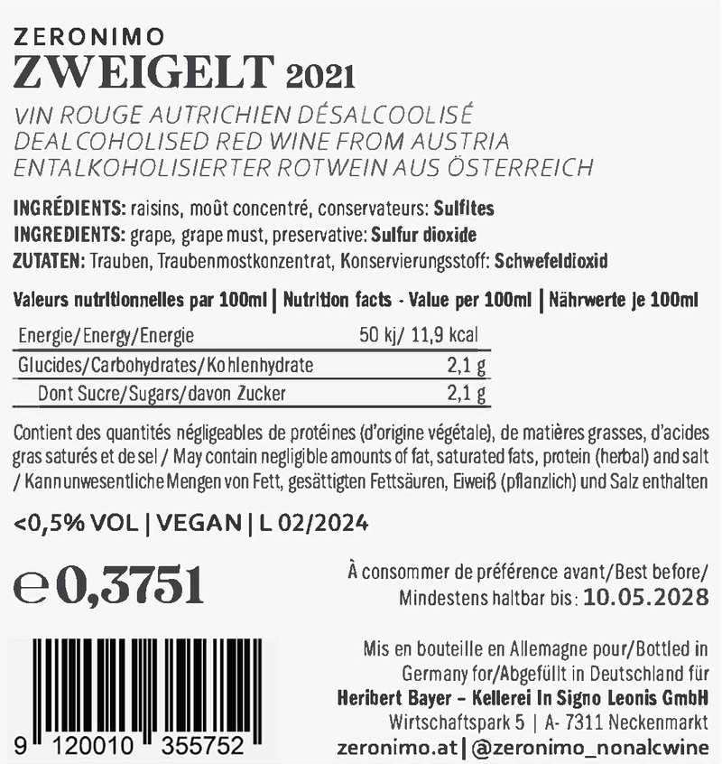 Zeronimo - Zweigelt - 1/2 bottle