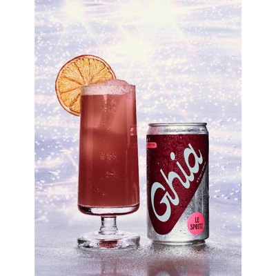 Delicious Alcohol Free Drink Ghia Le Spritz Soda Non-Alcoholic Spritz available at The Sobr Market in Winnipeg Canada - vegan, kosher, nothing artificial, gluten free - delicious alcohol free beverage with adaptogens