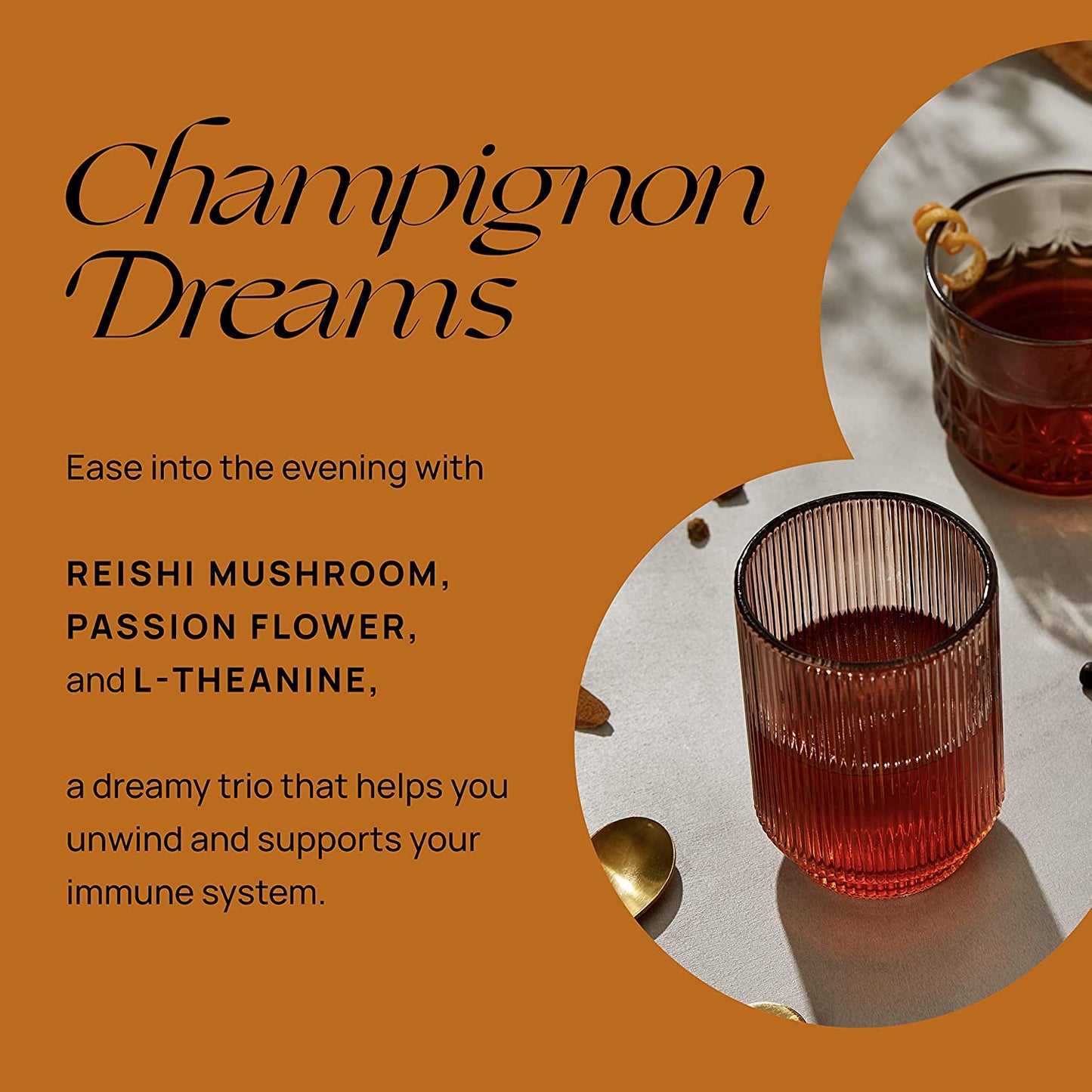 De Soi Champignon Dreams Canada - Non-Alcoholic sparkling aperitif - helps you unwind and supports your immune system - adaptogens - reishi mushroom, passion flower, L-theanine