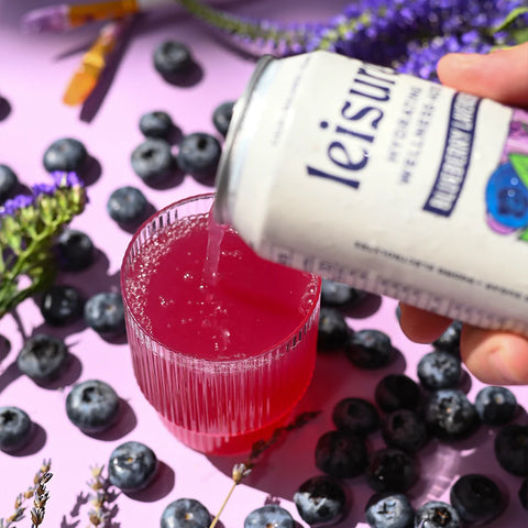 leisure project hydrating wellness-ade blueberry lavender - Calm, balance, clarity - adaptogenic drink - low calories, low sugar, electrolytes, hydrating beverage
