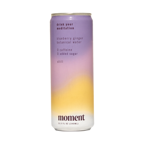 Moment Blueberry Ginger still botanical water with adaptogens - drink your meditation - no caffeine no sugar - non carbonated - calming and relaxing