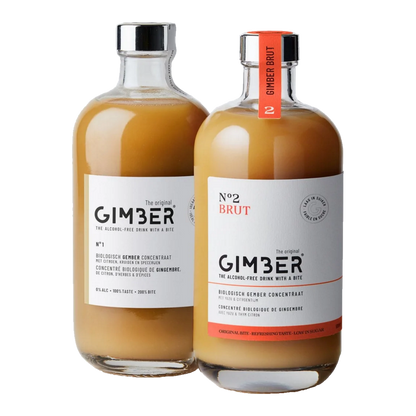 Gimber Original and Brut - Ginger Concentrate - alcohol free drink with bite - low sugar - low calorie alcohol alternative available at The Sobr Market in Winnipeg Canada
