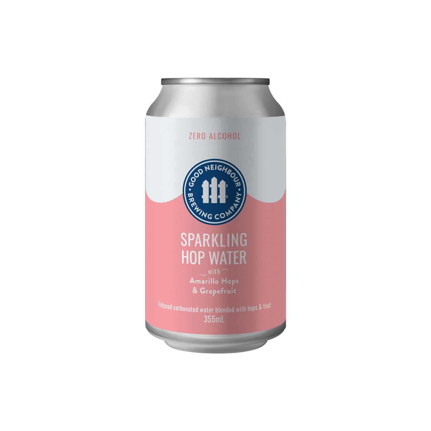 Good Neighbour Sparkling Hop Water Canada USA - amarillo hops & grapefruit - gluten free vegan low calorie low sugar - all natural real fruit infused - non GMO