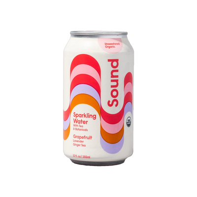 Sound - sparkling water with tea & botanicals - unsweetened organic - available in Canada at The Sobr Market - flavour that sparkles without the sweeteners - non GMO