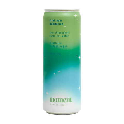 Moment Kiwi Chlorophyll sparkling botanical water with adaptogens - drink your meditation - no caffeine no sugar - non carbonated - calming and relaxing