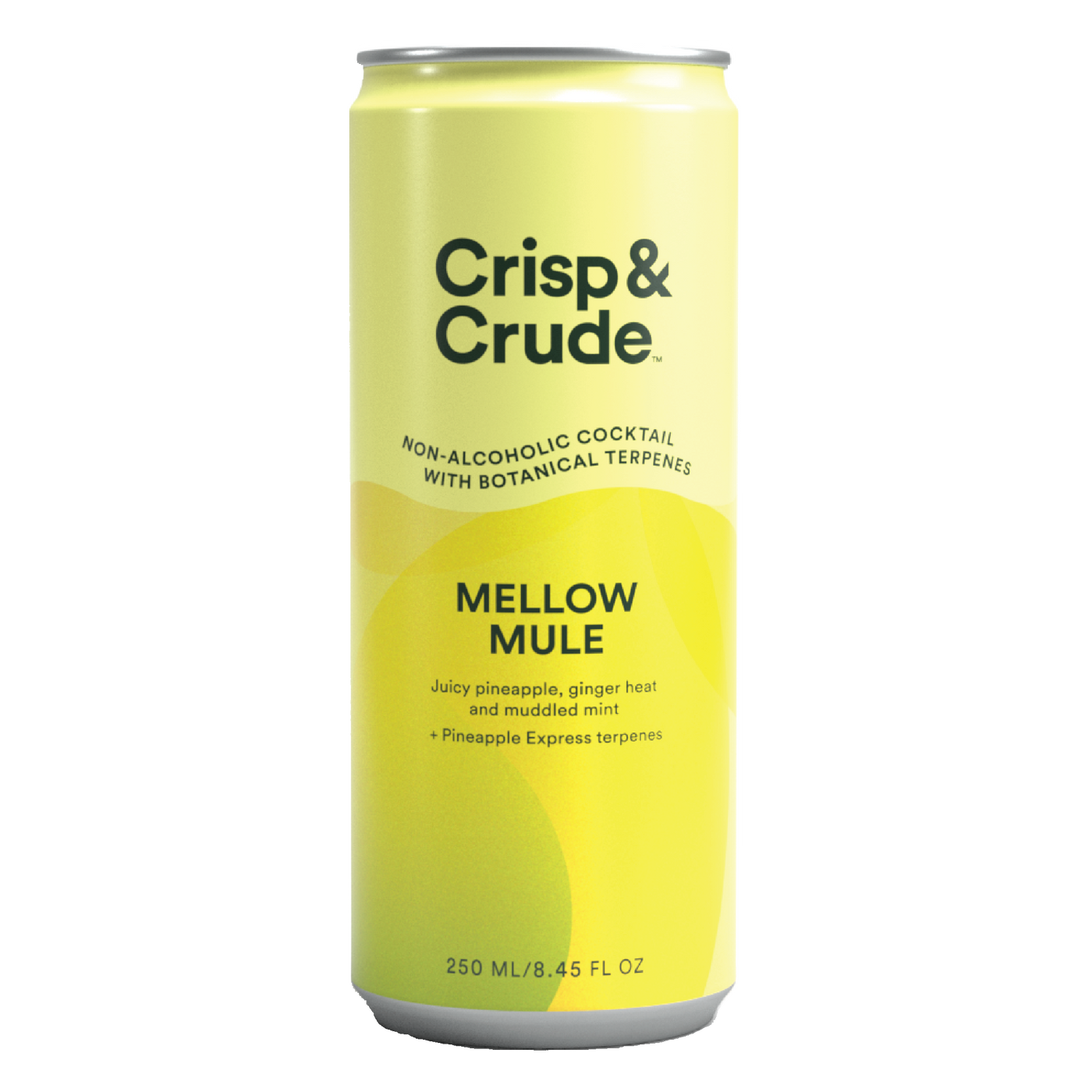 Crisp & Crude - Mellow Mule - Non Alcoholic mule Cocktail with Adaptogens Zero Alcohol Free - juicy pineapple, ginger heat and muddled mint with pineapple express terpenes