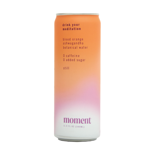 Moment Blood Orange still botanical water with adaptogens - drink your meditation - no caffeine no sugar - non carbonated - calming and relaxing