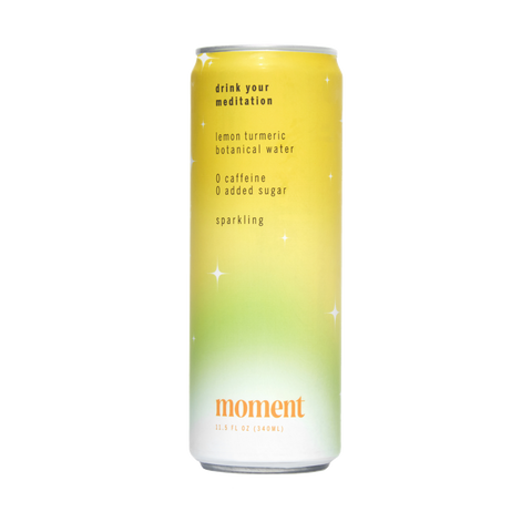 Moment Lemon Turmeric sparkling botanical water with adaptogens - drink your meditation - no caffeine no sugar - non carbonated - calming and relaxing