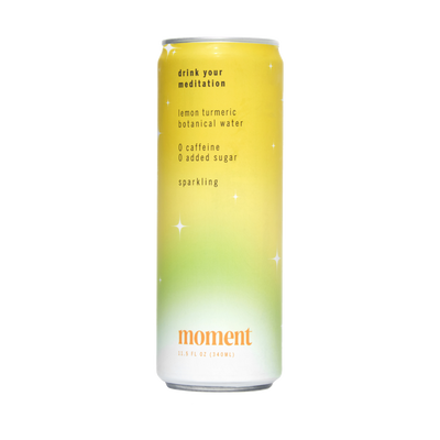 Moment Lemon Turmeric sparkling botanical water with adaptogens - drink your meditation - no caffeine no sugar - non carbonated - calming and relaxing