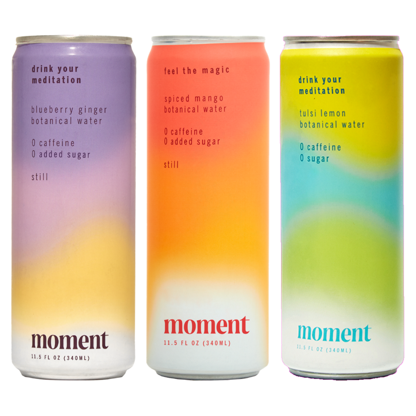 Moment Variety Pack - still botanical water with adaptogens - drink your meditation - no caffeine no sugar - non carbonated - calming and relaxing - Drink Moment Canada