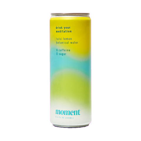 Moment Tulsi Lemon still botanical water with adaptogens - drink your meditation - no caffeine no sugar - non carbonated - calming and relaxing