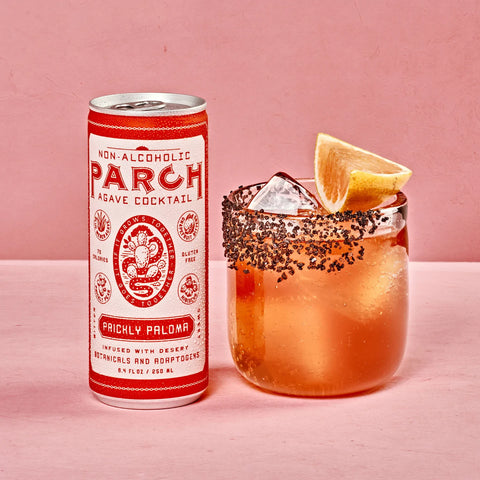 Alcohol Free Paloma - grapefruit prickly pear hibiscus - delicious ready to drink cocktail without alcohol