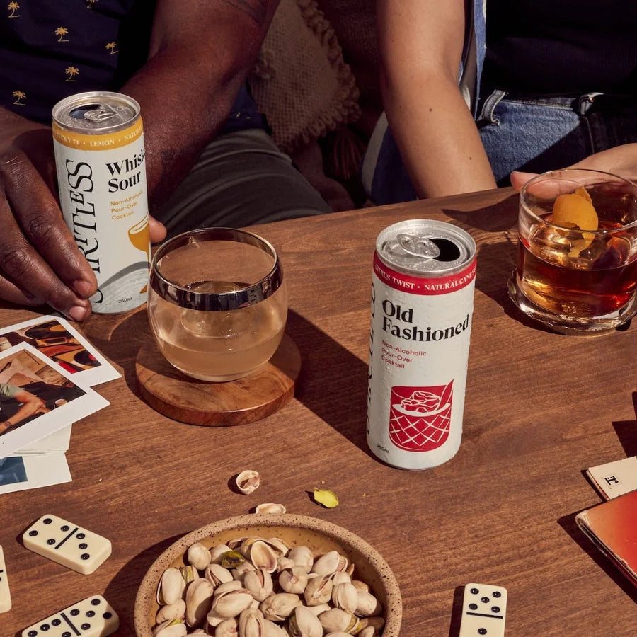 Games Night with Spiritless Old Fashioned Non-Alcoholic Cocktail Vegan Gluten-Free Non-GMO Delicious Bourbon Cocktail available at The Sobr Market Free Canada Shipping and Local Delivery