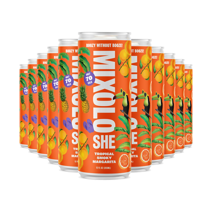 Mixoloshe Tropical Smoky Margarita - boozy without booze! - delicious non-alcoholic zero proof cocktail AF alcohol free available at The Sobr Market in Winnipeg with delivery and Canada wide shipping 4 Packs