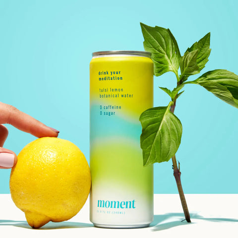 Moment Tulsi Lemon available at The Sobr Market in Winnipeg Canada - free delivery - free shipping in Canada and USA - alcohol free drinks - non-alcoholic drinks