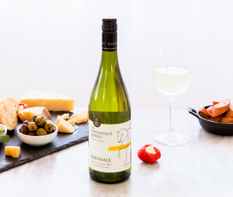 Edenvale Expedition Series Verdejo Sauvignon Blanc Alcohol Free Wine available at The Sobr Market in Winnipeg Canada Food pairings include cheese, meats, and olives