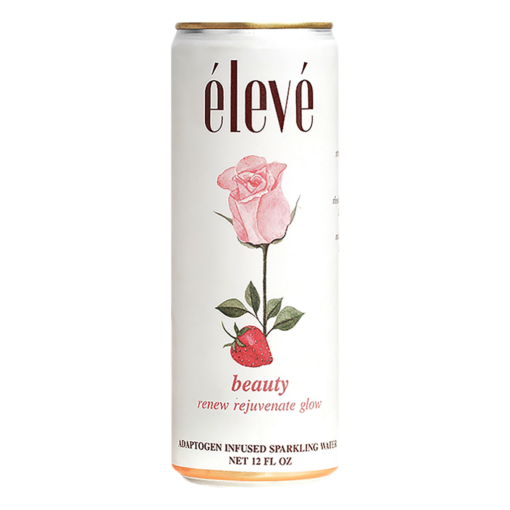 eleve beauty adaptogen infused sparkling water, functional beverage for healthier skin, hair and nails