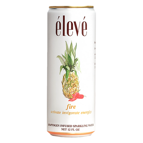 eleve fire adaptogen infused sparkling water, functional beverage for reduced fatigue and enhanced stamina