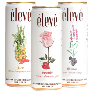 eleve variety pack adaptogen infused sparkling water, functional beverage for  better health and improved wellness